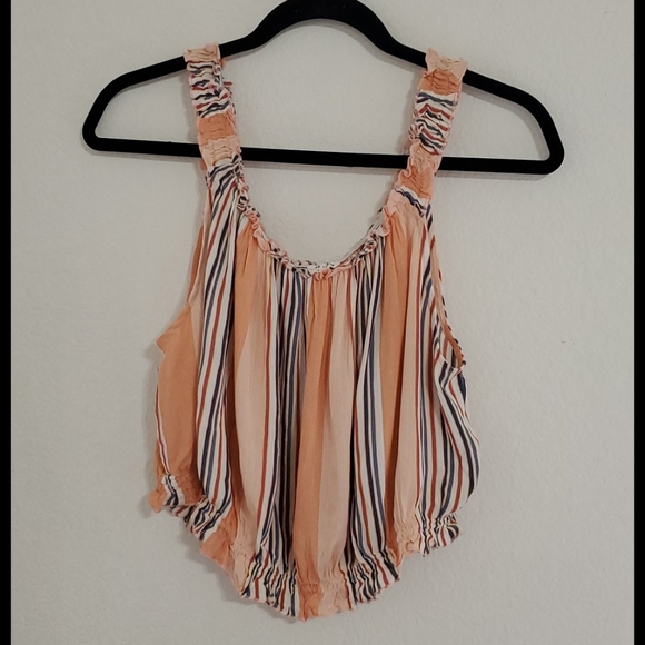 EN CREME Striped sleeveless top with elasticized waist festival boho vibe Large - Picture 2 of 5